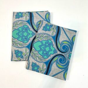 Two Pottery Barn Caesarea Organic Cotton Blue Green Moroccan Tile Standard Shams